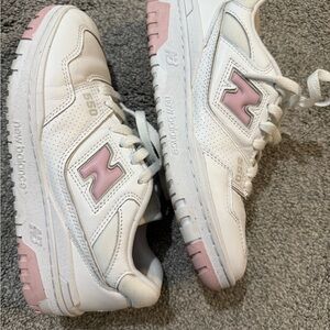 New Balance White Sneakers with Pink Details
